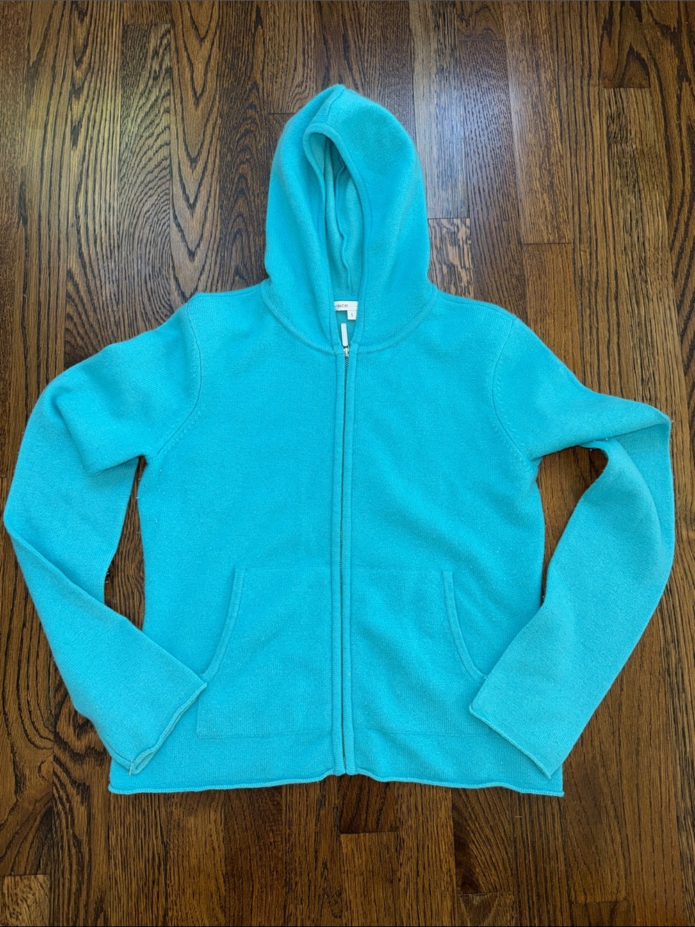 Vince Turquoise Blue Full Zip Hoodie Cardigan